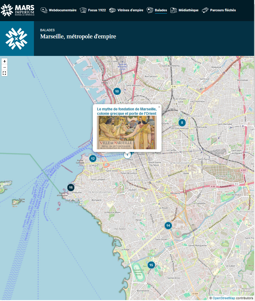 Capture d'écran de la page d'accueil de la plateforme balades numériques de Mars Imperium