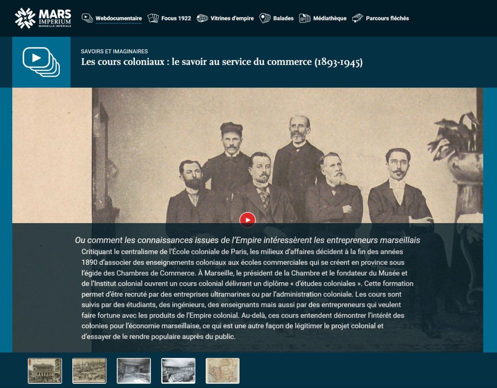 Capture d'écran d'une page de capsule vidéo sur la plateforme du webdocumentaire de Mars Imperium